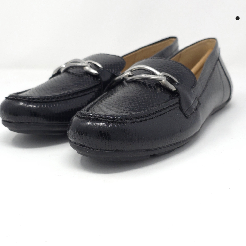 Calvin Klein Women's Lenika Loafer, Black Snake 002, 10M